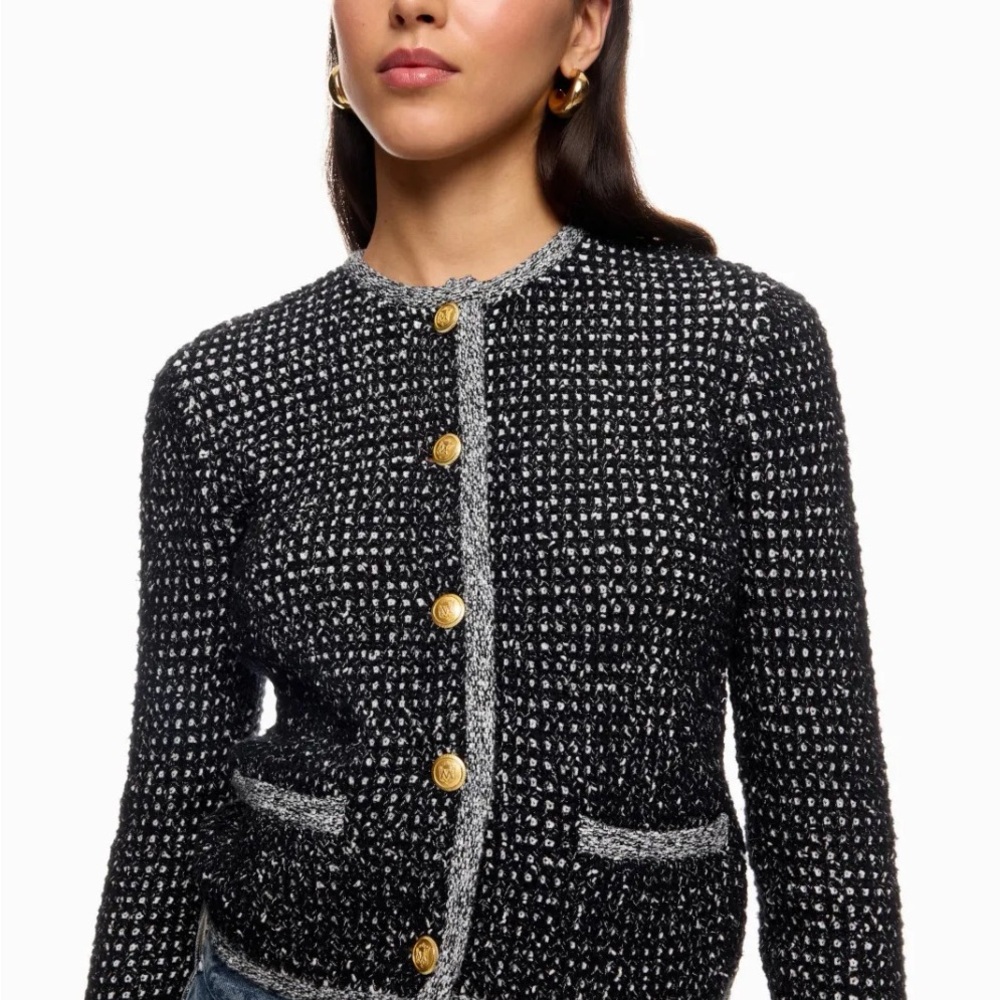 Chic Black and Gray Tweed Jacket
